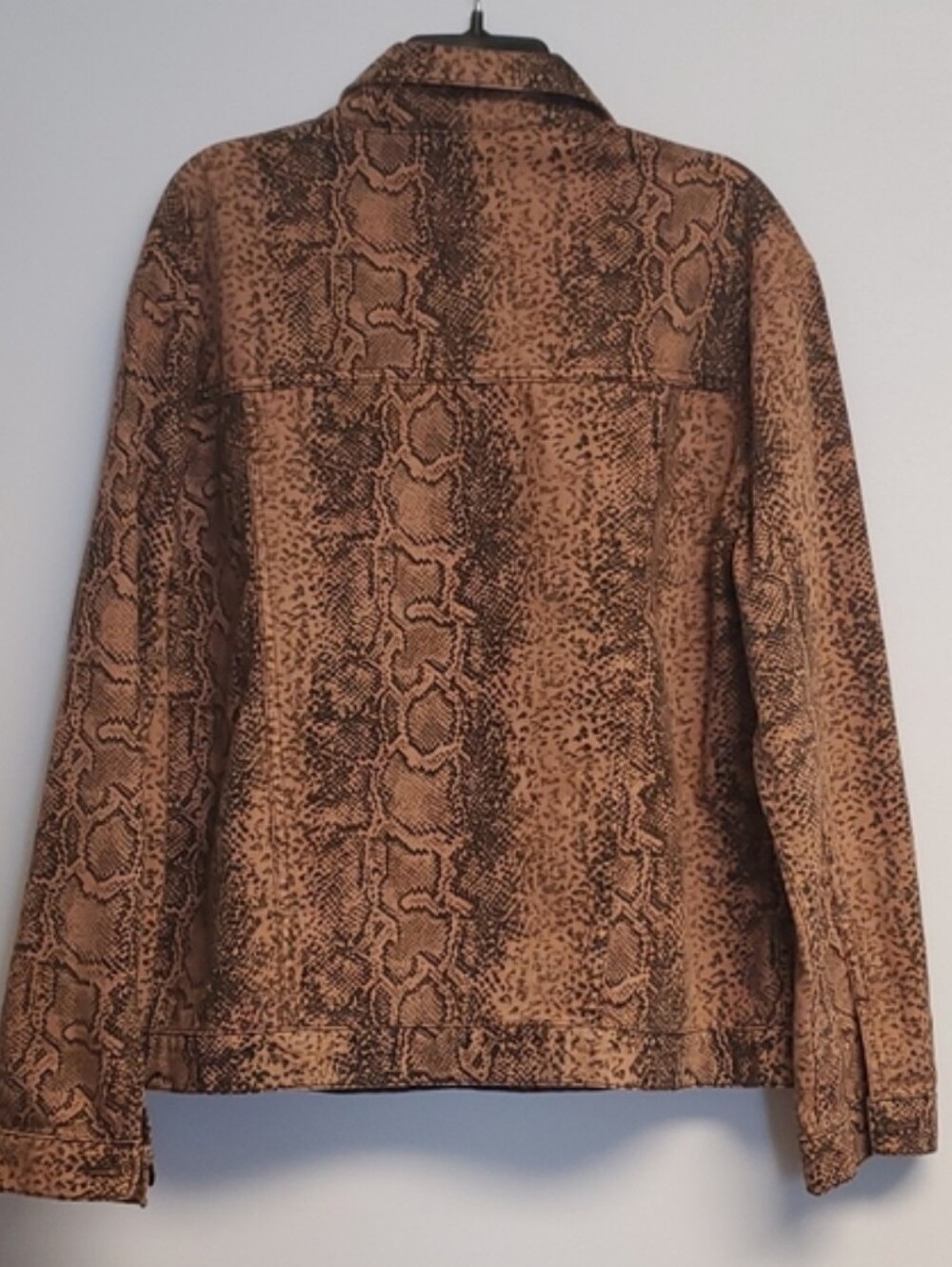 Free People Tucker Brown Snake-Print Denim Jacket Large - Picture 8 of 9